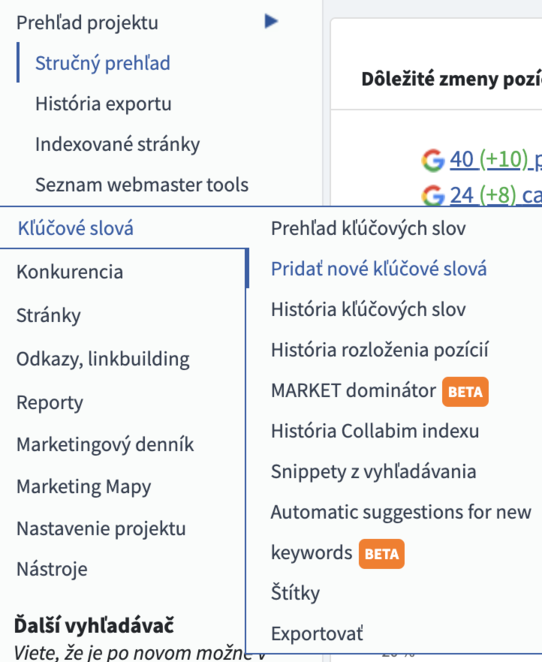 Ako pridať kľúčové slová - Collabim