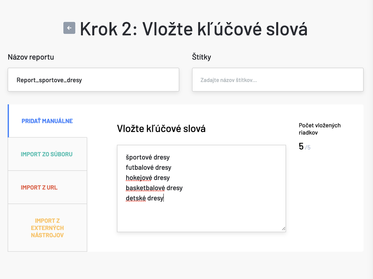 vkladanie klucovych slov - Marketing miner