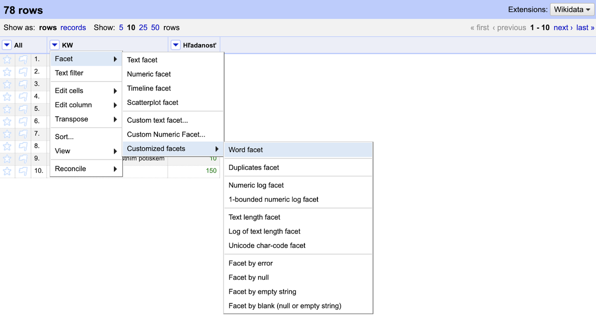 Open refine - word facet (akw.sk blog)