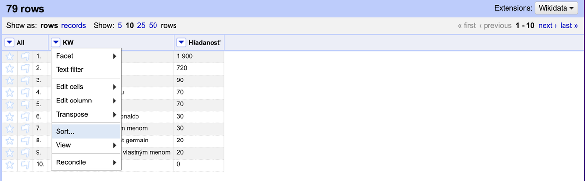 Open refine - čistenie dát pre akw.sk blog