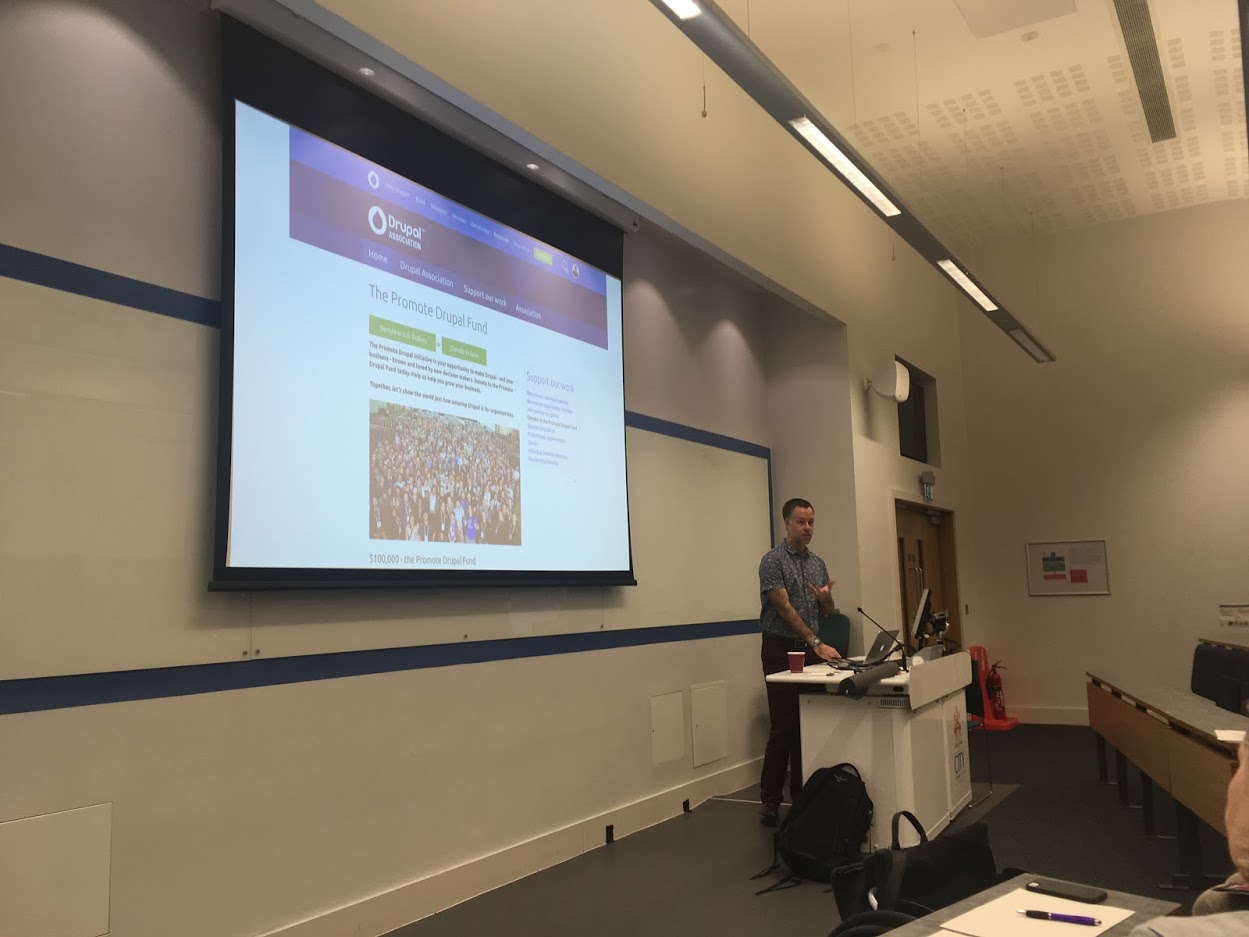 Paul Johnson talking about Promote Drupal initiative.